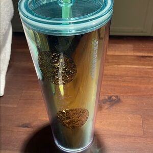 🩵2/$20 Starbucks Blue and Gold Tumbler with Straw